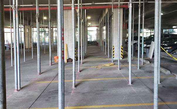 Post Shores supporting a residential concrete pour